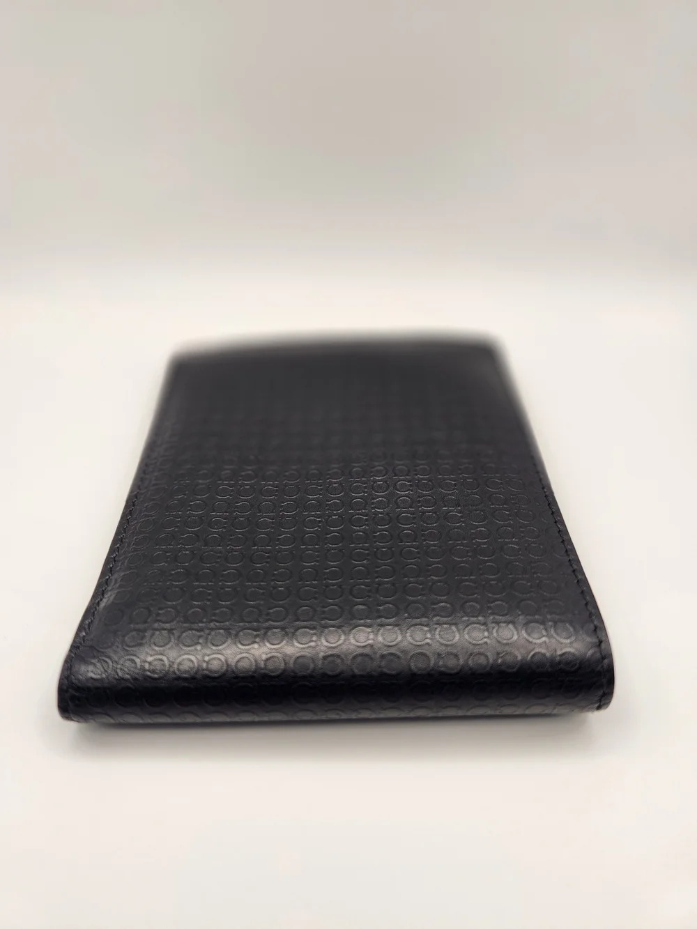 Salvatore Ferragamo Gancini Embossed Leather Bifold Wallet With Box